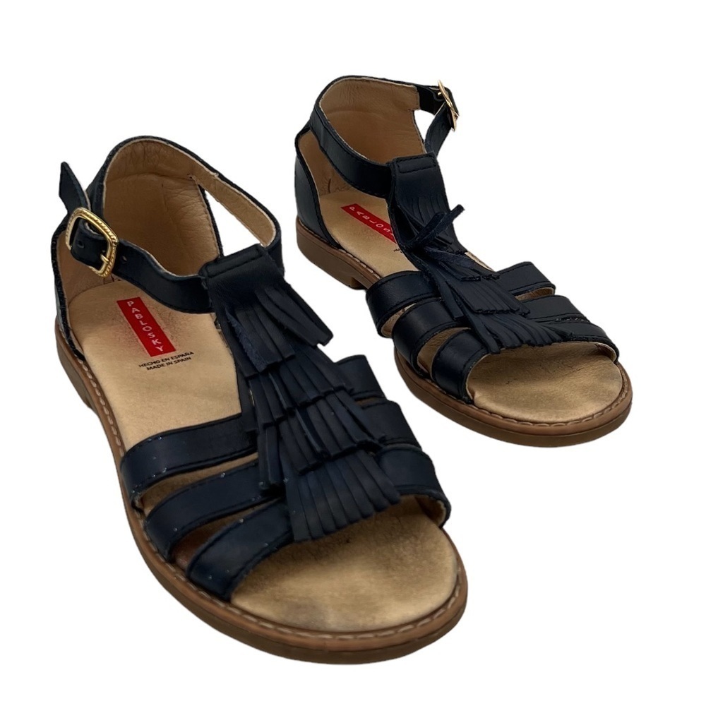 Pablosky Kids Blue Ankle Strap Tassel Sandals Size 33 Girl's